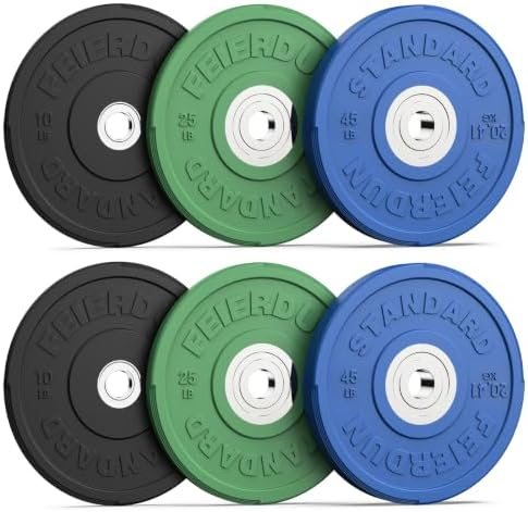 FEIERDUN Color Olympic Bumper Plate Sets, 90–370 lb